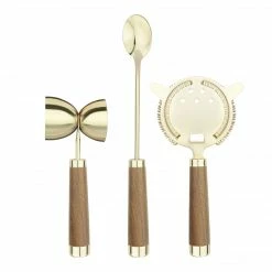 Final Touch Tabletop & Bar Bartender's Collection 3 Piece Brass Mixing Tool Set
