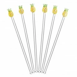 Final Touch Glass Pineapple Drink Stirrers - Set Of 6 Tabletop & Bar