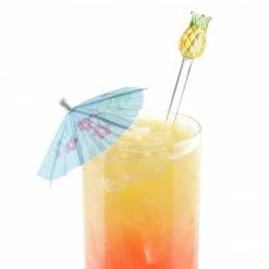 Final Touch Glass Pineapple Drink Stirrers - Set Of 6 Tabletop & Bar