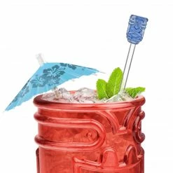Final Touch Tabletop & Bar Glass Tiki Head Drink Stirrers - Set Of 4