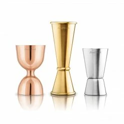 Final Touch Mixed Metal Double Jiggers - Set Of 3