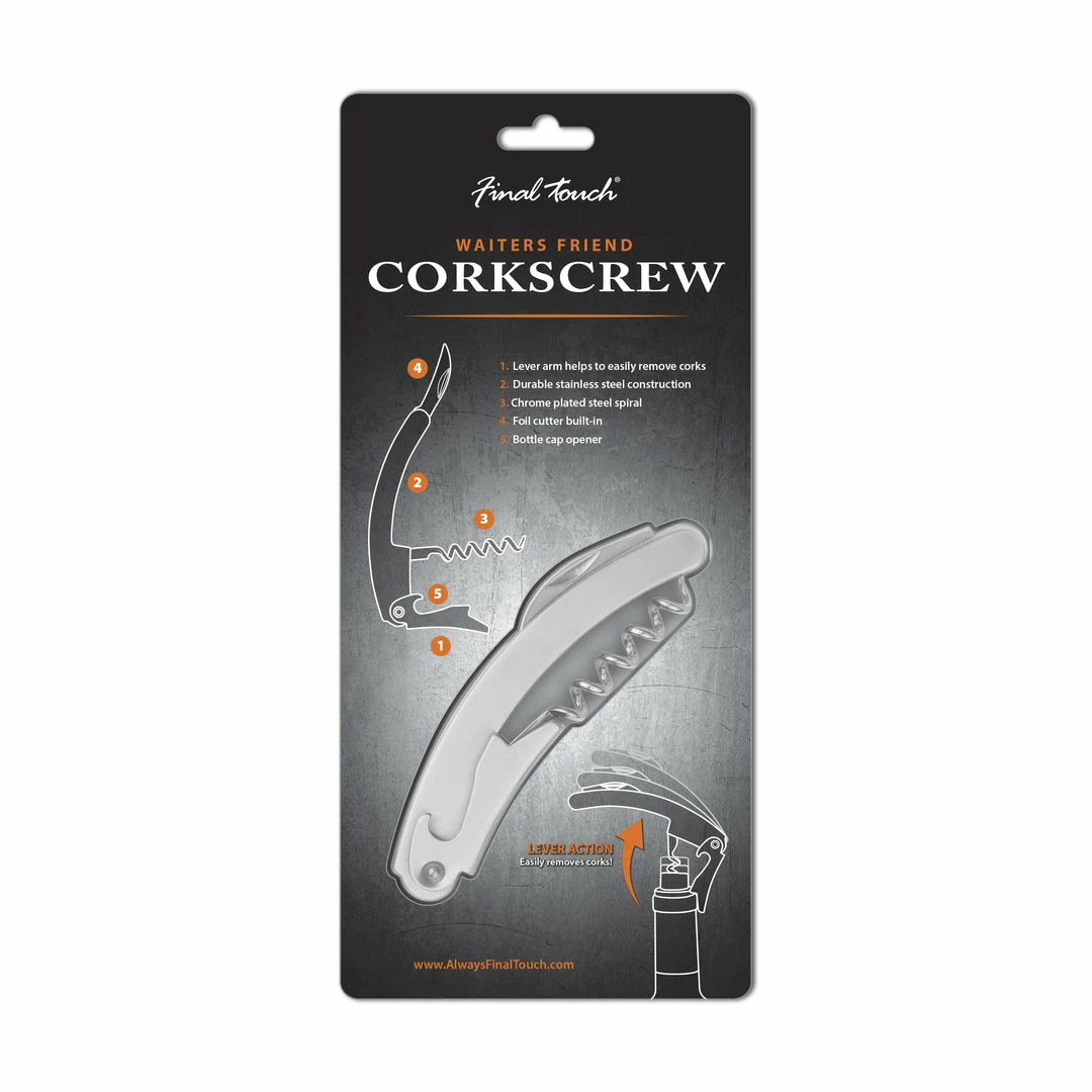 Brand new ❤️ Final Touch Stainless Steel Waiters Friend Corkscrew ⌛ 4 Final Touch Stainless Steel Waiters Friend Corkscrew