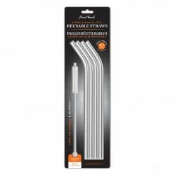 Final Touch Chefs Tools Stainless Steel Straws - Set Of 4
