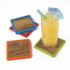 Final Touch Tabletop & Bar Coloured Wood Coasters - Set Of 4