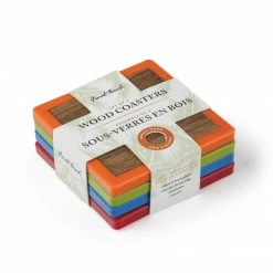 Final Touch Tabletop & Bar Coloured Wood Coasters - Set Of 4
