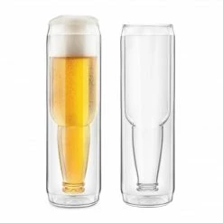 Final Touch Bottoms Up - Double-Wall Beer Can Glass Set - Set Of 2 Tabletop & Bar