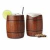 Final Touch Wood Barrel Tumblers - Set Of 2