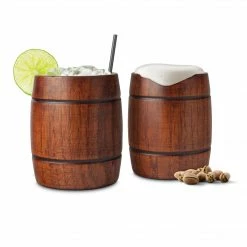 Final Touch Wood Barrel Tumblers - Set Of 2
