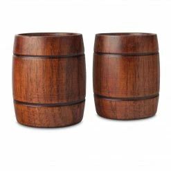 Final Touch Wood Barrel Tumblers - Set Of 2