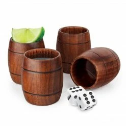 Final Touch Tabletop & Bar Wood Barrel Shots - Set Of 4