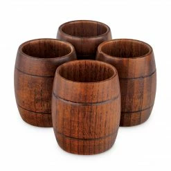 Final Touch Tabletop & Bar Wood Barrel Shots - Set Of 4