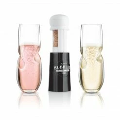 Final Touch Tabletop & Bar Bubbles Sparkling, Champagne, Bubbly Glass Set With Opener - 10 Oz (300 Ml)