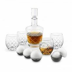 Final Touch Tabletop & Bar On The Rock Glass Etched Decanter Set