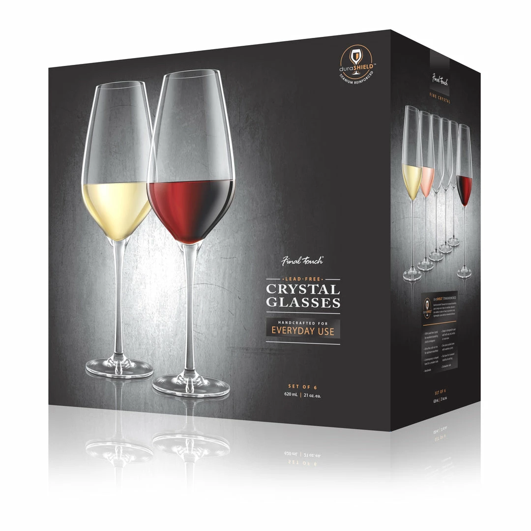 Budget π Final Touch Everyday Lead-Free Crystal Wine Glasses π 6 Final Touch Everyday Lead-Free Crystal Wine Glasses