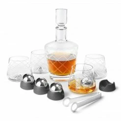 Final Touch 15 Piece Lead-Free Crystal Whiskey Decanter Set