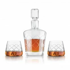 Final Touch Tabletop & Bar 4 Piece Lead-Free Crystal Whiskey Decanter Set