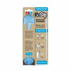 Final Touch Chefs Tools GoSip Glass Reusable Straws -Translucent Blue