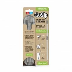 Final Touch GoSip Stainless Steel Reusable Straws - Translucent Grey