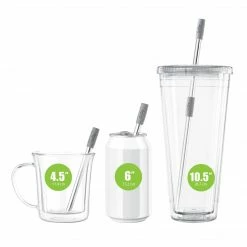 Final Touch GoSip Stainless Steel Reusable Straws - Translucent Grey