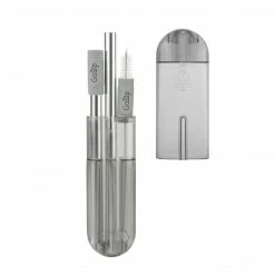 Final Touch GoSip Stainless Steel Reusable Straws - Translucent Grey