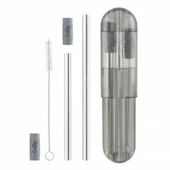Final Touch GoSip Stainless Steel Reusable Straws - Translucent Grey