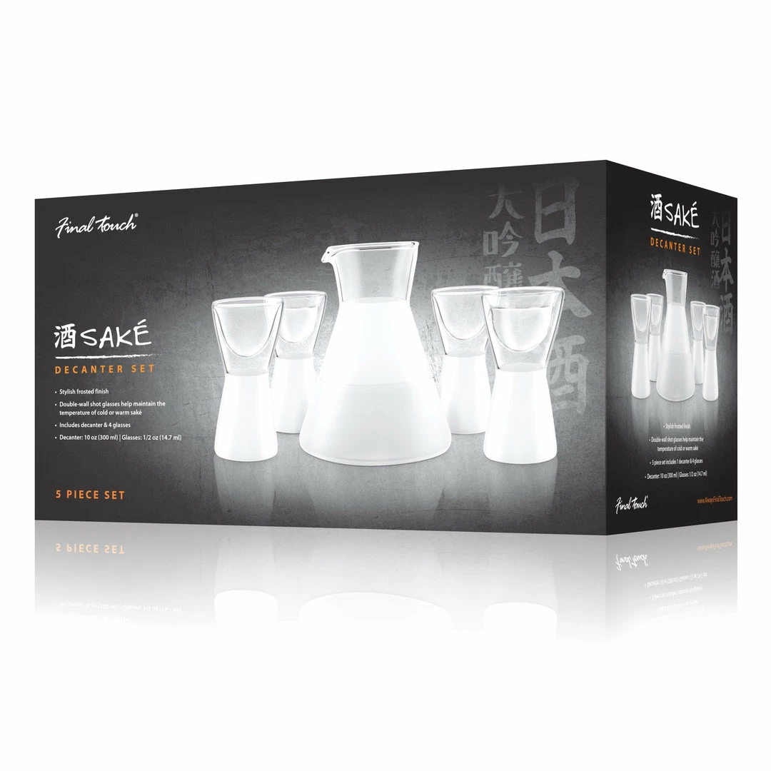 Deals ❤️ Final Touch 5 Piece Frosted Sake Decanter Set Tabletop & Bar 🥰 4 Final Touch 5 Piece Frosted Sake Decanter Set Tabletop & Bar